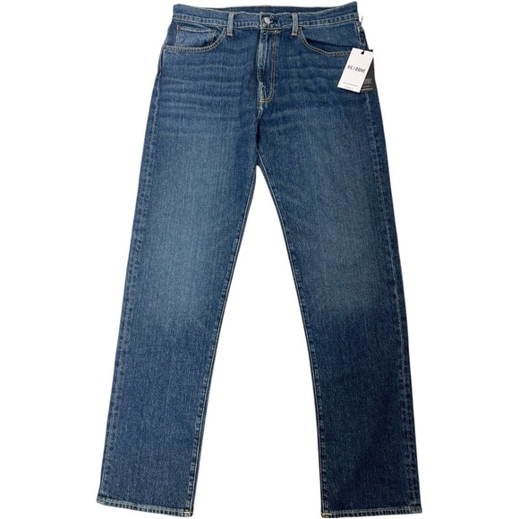 REDONE Jeans 90s High Rise Loose Fit Button Zip  Whiskered Blue Mens 32 - Picture 1 of 16